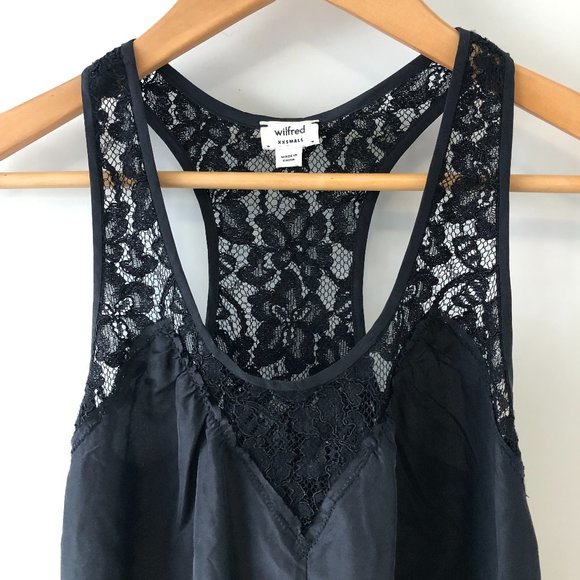 Aritzia Wilfred Silk + Lace Black Racerback XXS - Picture 2 of 8